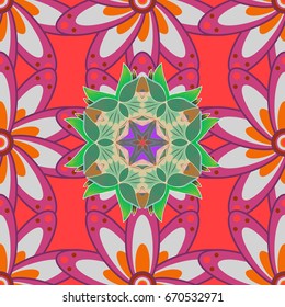 Colour Summer Theme seamless pattern Background. Trendy seamless Floral Pattern In Vector illustration. Beautiful fabric pattern. Flat Flower Elements Design.