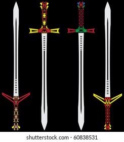 colour swords. vector illustration for design