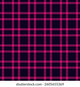 Colour tartan vector check, silky background texture textile. Picnic pattern fabric seamless plaid in black and pink colors palette.