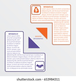 Colour triangles modern infographic template for business concept with 2 steps.