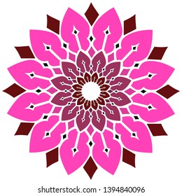 Colour vector bloom mandala isolated on white background