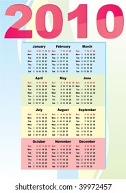 colour vector calendar