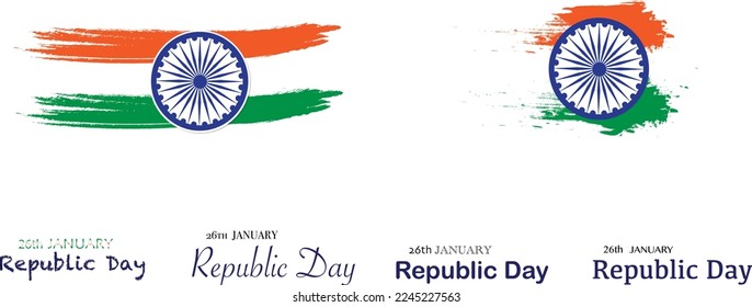 colour Vector Illustration of 26th of January, Republic Day Celebration of India with grey background and white background 