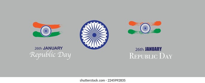 colour Vector Illustration of 26th of January, Republic Day Celebration of India with Blue background