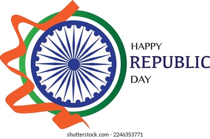 Ilustración de vectores de color del 26 de enero, celebración del Día de la República de India con fondo azul
