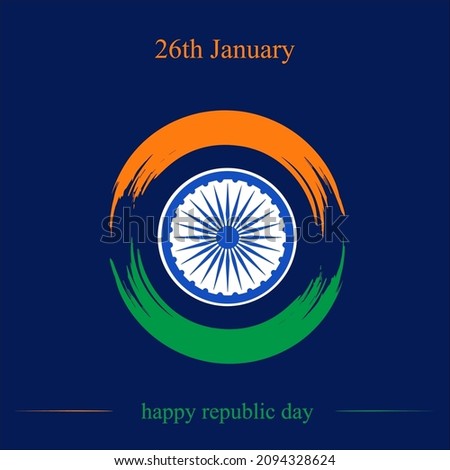 colour Vector Illustration of 26th of January, Republic Day Celebration of India with blue background