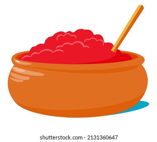 Ilustración del vector de color. Jam en un jarrón de arcilla. 