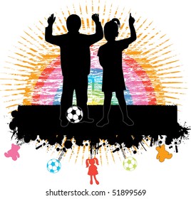 Colour vector illustration - two children
