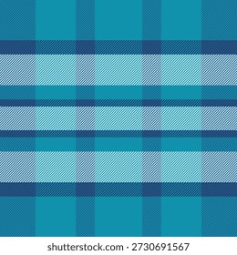 Colour vector tartan textile, strong check plaid background. Dining room fabric texture pattern seamless in cyan and light colors palette.