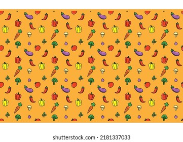 Colour vegetables seamless vector background for banner, backdrop, flyer, poster. Vector eps 10