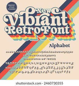 Colour Version New Vibrant Retro Vintage Display bold Font alphabet