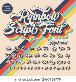 Versión en color Rainbow Retro Antiguas Display bold Alfabeto de fuentes