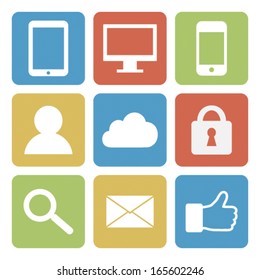 Colour web buttons on white background 