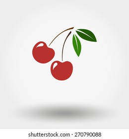 Colour web icon Cherry  , vector illustration. Flat design style.