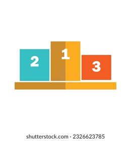 Colour winner podium for first, second, and third place icon vector. Reward and achievement symbol stock illustration. Youth sport winner podium icon for web or game interface. Prize for championship.