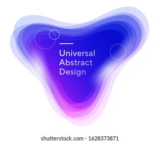 Coloured abstract bubbly background. Universal soft elements, blurry lines. Blue, indigo, purple background with white text and circles. Layout for ad banner or promo flyer. Vector illustration.