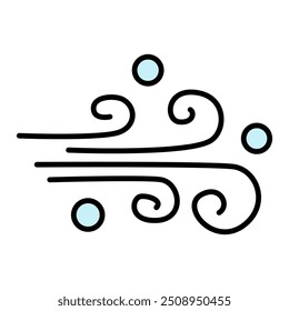 Icono de flujo de aire de color aislado sobre fondo blanco. Ilustración vectorial