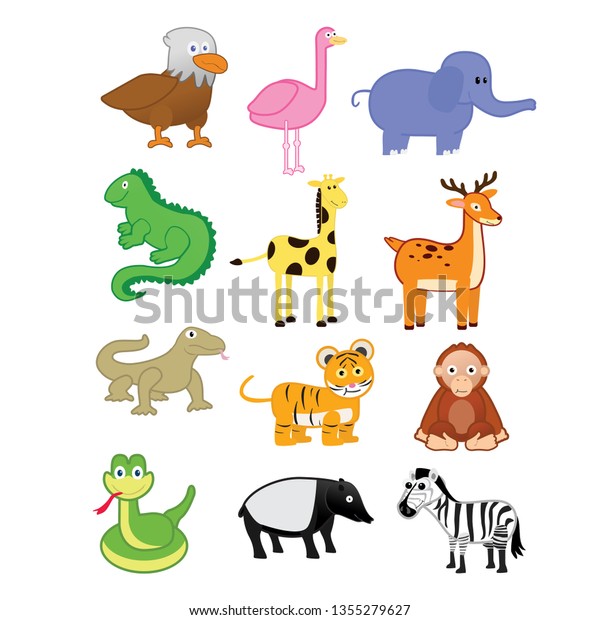 Coloured Animals Collection Vector Stock Vector (Royalty Free