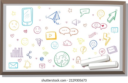 Doodles de flecha de color a bordo con ilustración de tiza