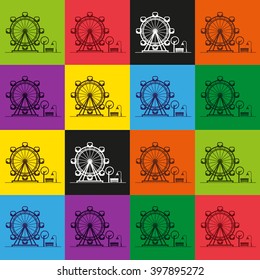 Coloured background of landscape park. Vector. Carousel. Carousel icon. Carousel silhouette. Carousel flat. Carousel icon picture. Carousel vector eps8. Outline vector carousel. Carousel in city park.