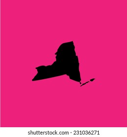 A Coloured background with the shape of the united states state of New York