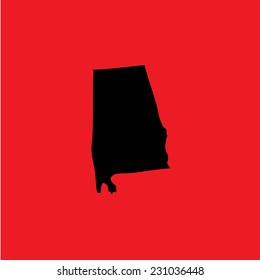 A Coloured background with the shape of the united states state of Alabama