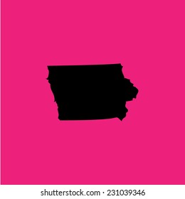 A Coloured background with the shape of the united states state of Iowa