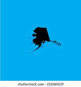 A Coloured background with the shape of the united states state of Alaska