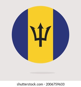 Coloured Barbados flag. Vector illustration of circle Barbados flag