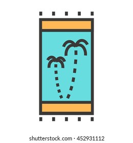 Coloured beach towel vector illustration with the palms pattern on it.