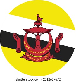 Bandera de brunei de color. Ilustración vectorial de la bandera de brunei circular