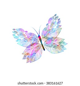 coloured Butterfly from leaves. Vector