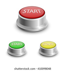 Coloured buttons start. Vector illustration