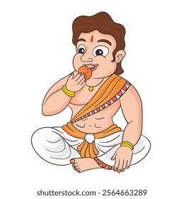 Coloured Character of Bheem eating ladoo.