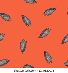 Coloured corn seamless vector red pattern for wrapping, branding, craft, textile