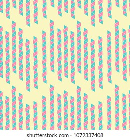 Coloured decorative triangles background.Dynamic composition for a cozy room wallpaper.