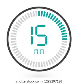Coloured Digital Countdown Timer Vector Icon. Modern Stopwatch Analog or Digital Timer Illustration.