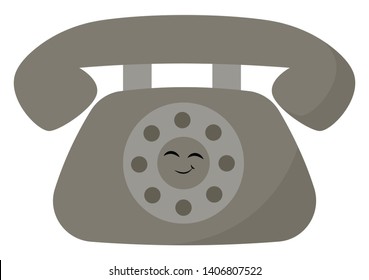 Dibujo coloreado de un teléfono con hilo, vector, dibujo o ilustración de color. 