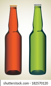 Coloured glass beer bottles