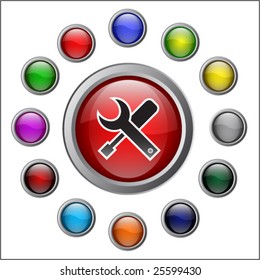 Coloured Glossy Buttons Vector Illustration