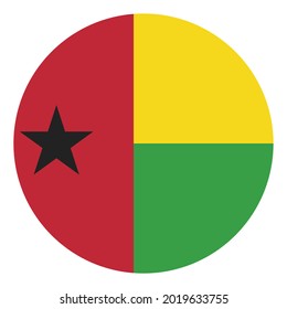 Coloured Guinea Bissau flag. Vector illustration of circle Guinea Bissau flag