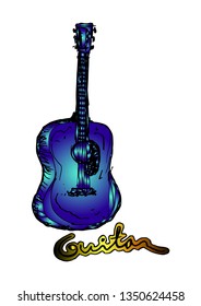 coloured guitar - vector illustration