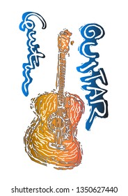 coloured guitar - vector illustration