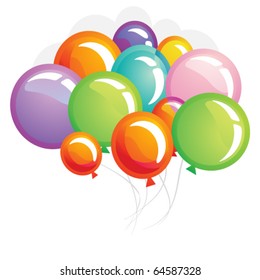 Coloured Balloons Birthday Holiday Celebration Vector Stock Vector 