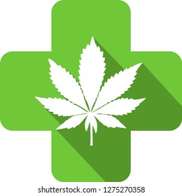 Coloured icon of a cannabis leaf 