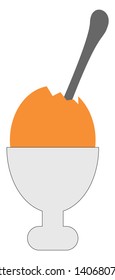A coloured illustration of a boiled egg., vector, color drawing or illustration. 