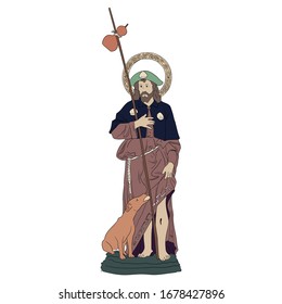 Coloured illustration of St. Rock