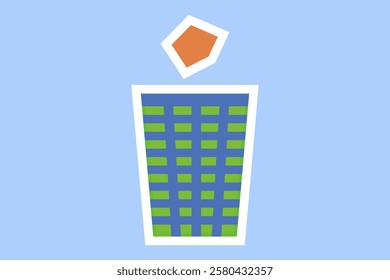 Coloured illustration of a trash can. Vector.