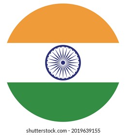 Coloured India flag. Vector illustration of circle India flag