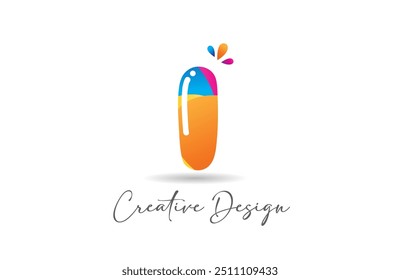 Icono colorido del logotipo del alfabeto de la letra I diseño colorido adecuado para una empresa o negocio